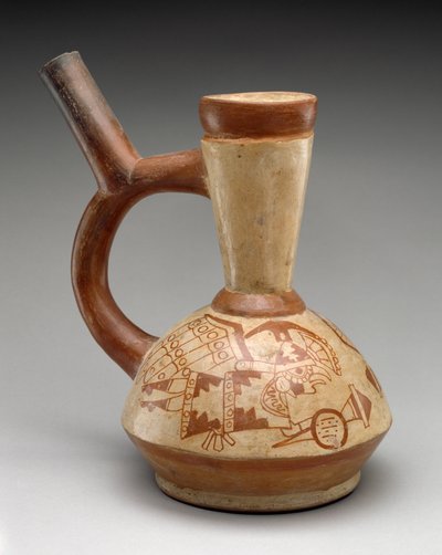 Vaso con due guerrieri gufo, 400-600 da Moche